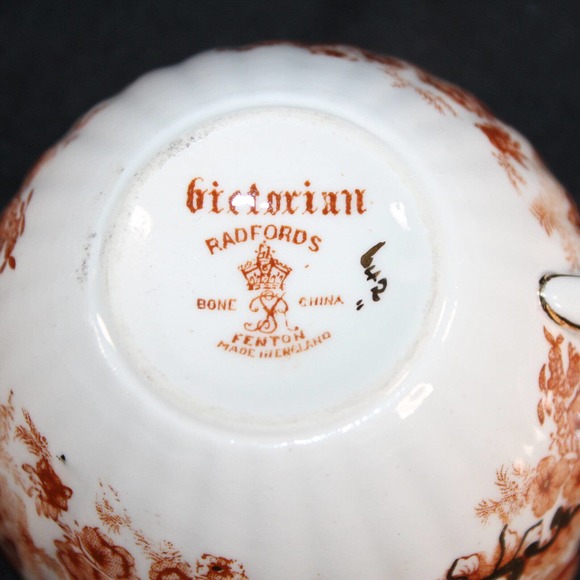 Vintage Victorian Rust Radfords Fenton Bone China Tea Cup #642 and Small Saucer - Picture 9 of 12